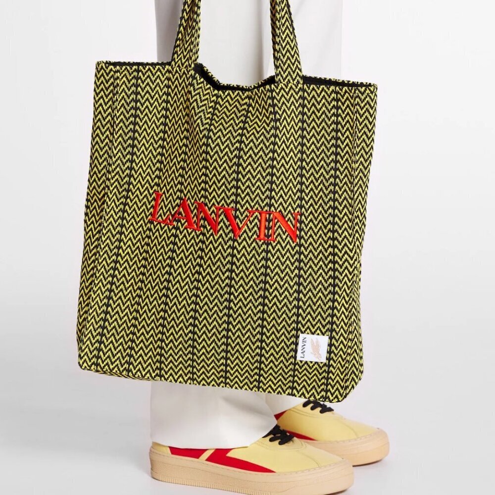 Lanvin Cotton Tote Bag, X Future Curb, Yellow Black - Picture 2 of 15